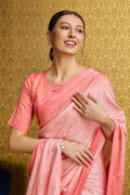 Peach Georgette Saree With Blouse Piece