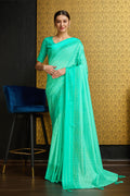 Teal Georgette Saree With Blouse Piece