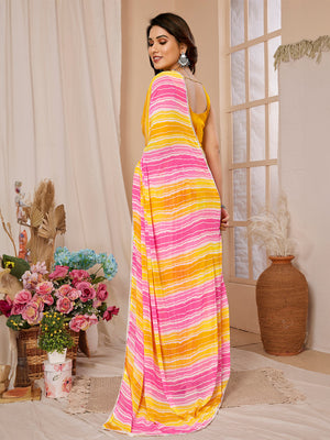 Pink Georgette Saree With Blouse Piece