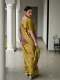 Pista Soft Tussar Silk Saree With Blouse Piece
