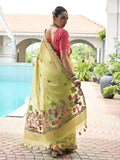 Pista Muga Cotton Saree With Blouse Piece
