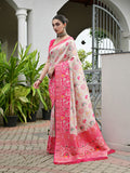Pink Banarasi Silk Patola Saree With Blouse Piece