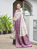 Wine Banarasi Silk Patola Saree With Blouse Piece