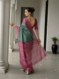 Wine Soft Tussar Silk Saree With Blouse Piece