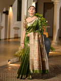 Mahendi Soft Tussar Silk Saree With Blouse Piece