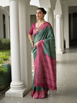 Wine Soft Tussar Silk Saree With Blouse Piece