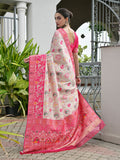 Pink Banarasi Silk Patola Saree With Blouse Piece