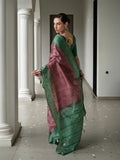 Green Soft Tussar Silk Saree With Blouse Piece