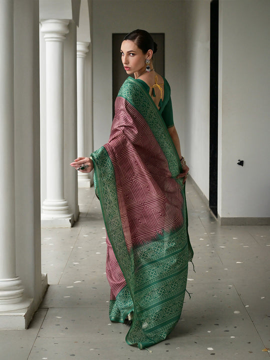 Green Soft Tussar Silk Saree With Blouse Piece