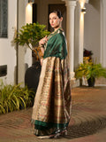 Green Soft Tussar Silk Saree With Blouse Piece