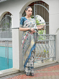 Rama Banarasi Silk Patola Saree With Blouse Piece
