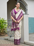 Wine Banarasi Silk Patola Saree With Blouse Piece