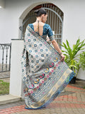 Rama Banarasi Silk Patola Saree With Blouse Piece