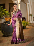 Wine Soft Tussar Silk Saree With Blouse Piece