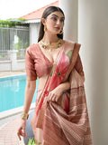 Coffee Satin Silk Saree With Blouse Piece