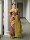 Pista Soft Tussar Silk Saree With Blouse Piece