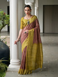 Pista Soft Tussar Silk Saree With Blouse Piece