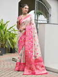 Pink Banarasi Silk Patola Saree With Blouse Piece