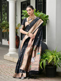 Black Paithani Silk Saree With Blouse Piece