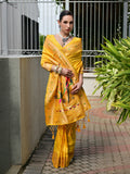 Yellow Paithani Silk Saree With Blouse Piece