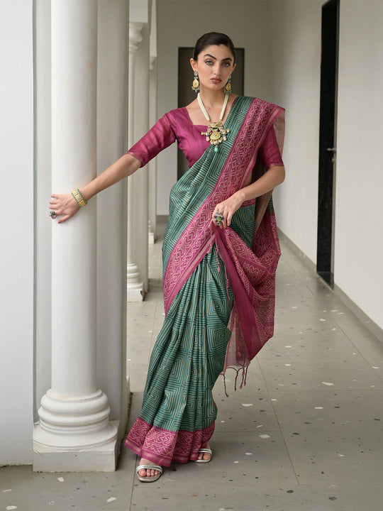 Wine Soft Tussar Silk Saree With Blouse Piece