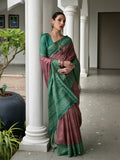 Green Soft Tussar Silk Saree With Blouse Piece