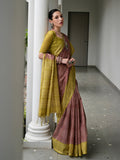 Pista Soft Tussar Silk Saree With Blouse Piece