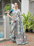 Rama Banarasi Silk Patola Saree With Blouse Piece