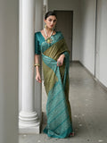 Rama Soft Tussar Silk Saree With Blouse Piece