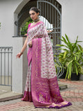 Magenta Banarasi Silk Patola Saree With Blouse Piece