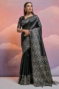 Black Silk Blend Saree With Blouse Piece