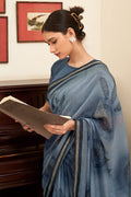 Pewter Grey Linen Blend Saree