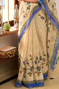 Cream Linen Saree