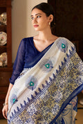 Champagne Beige Linen Blend Saree