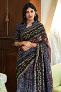 Multicolour Linen Blend Saree