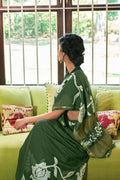 Forest Green Linen Blend Saree