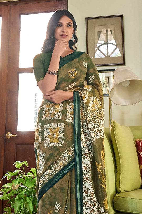Multicolour Linen Blend Saree