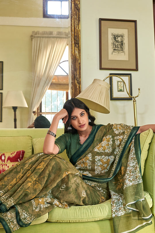 Multicolour Linen Blend Saree