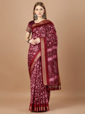 Maroon Paper Silk Daily Wear Saree With Blouse Piecde