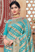 Sky Blue Organza Saree