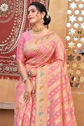 Flamingo Pink Organza Saree