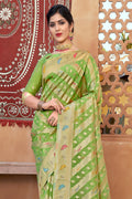 Lime Green Organza Saree