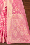 Pink Cotton Saree With Blouse Piece