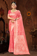 Pink Cotton Saree With Blouse Piece