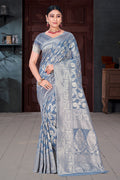 Grey Cotton Saree With Blouse Piece