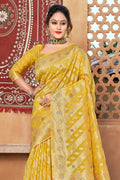 Marigold Yellow Organza Saree