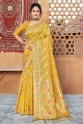 Marigold Yellow Organza Saree