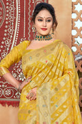 Marigold Yellow Organza Saree