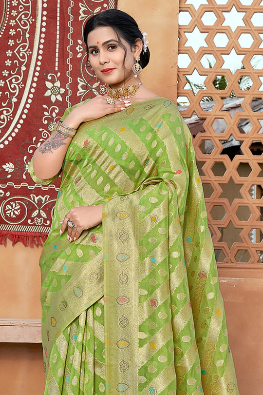 Fern Green Organza Saree