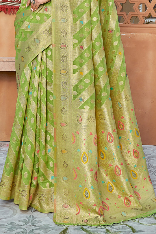 Fern Green Organza Saree